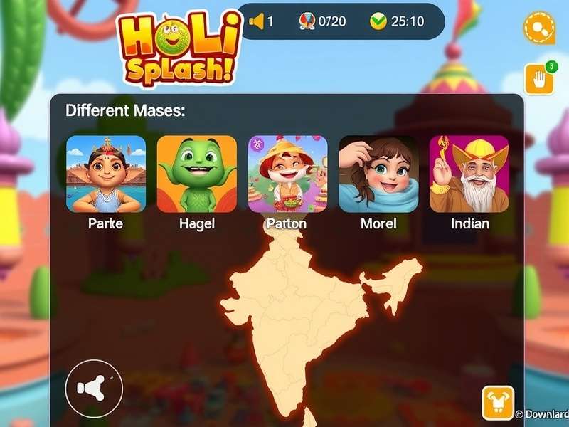 Holi Splash Master gameplay showing colorful interface